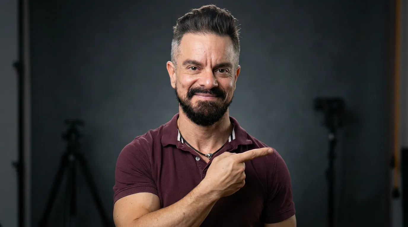 JJ Priego en el estudio señalando a la derecha